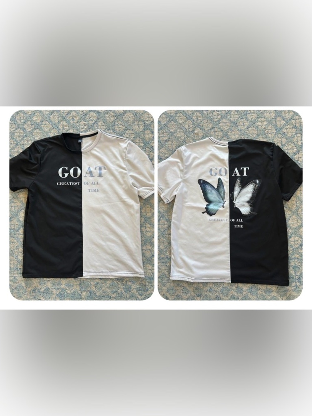 MANFINITY Black & Light Gray Split GOAT Graphic Tee